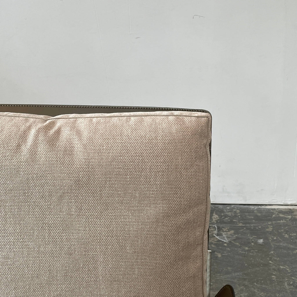 A Flexform Happy-Hour Lounge Chair with a gray cushioned seat, black metal frame, and angled legs is shown against a white background.