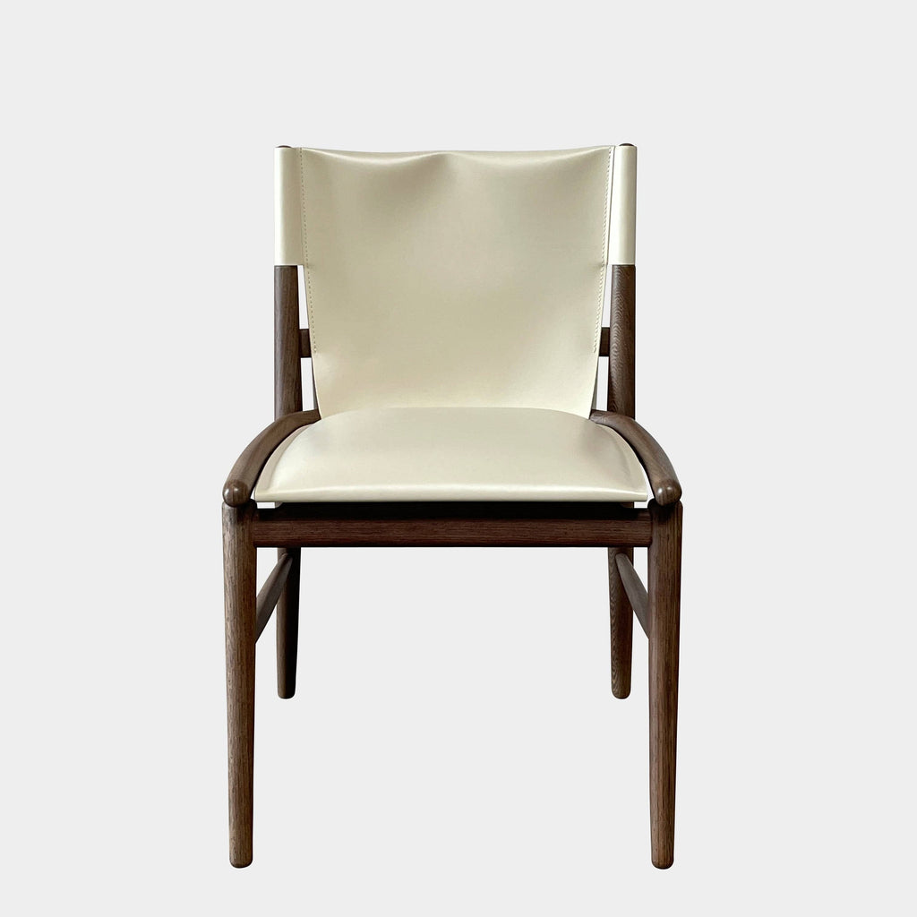 A B&B Italia Jens Dining Chair Set by B&B Italia is arranged in two rows against a plain background, featuring white cushions and wooden frames.