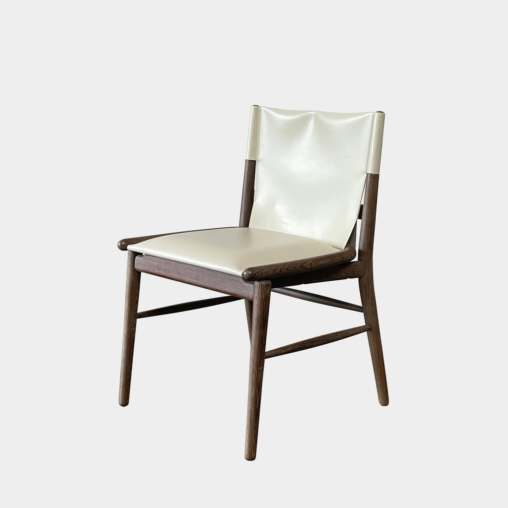 A B&B Italia Jens Dining Chair Set by B&B Italia is arranged in two rows against a plain background, featuring white cushions and wooden frames.