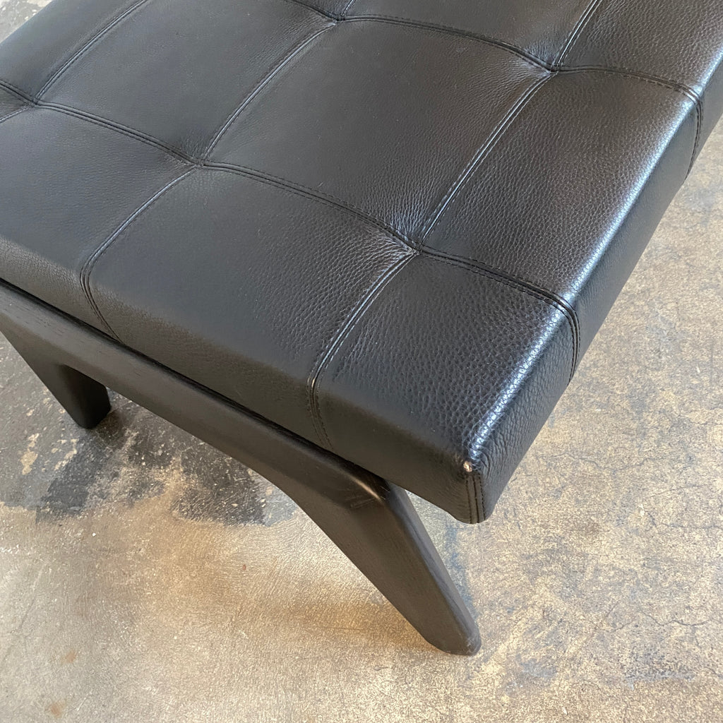 Kirk Black Leather Bench, Bench - Modern Resale