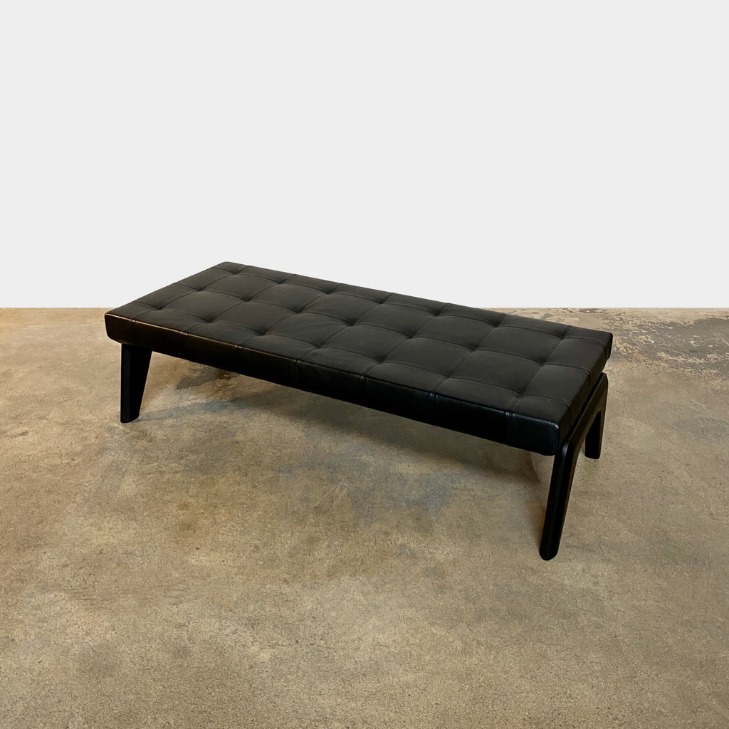 Kirk Black Leather Bench, Bench - Modern Resale