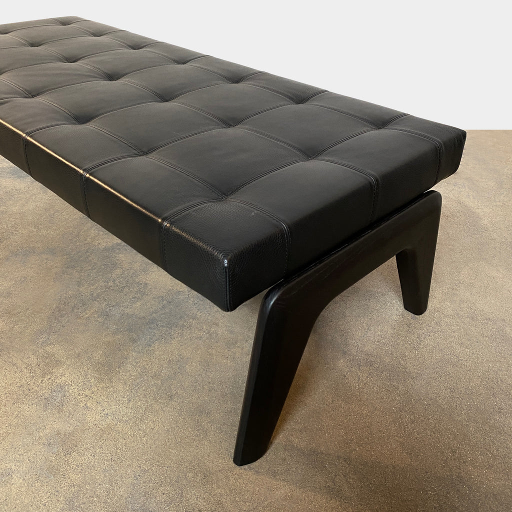 Kirk Black Leather Bench, Bench - Modern Resale